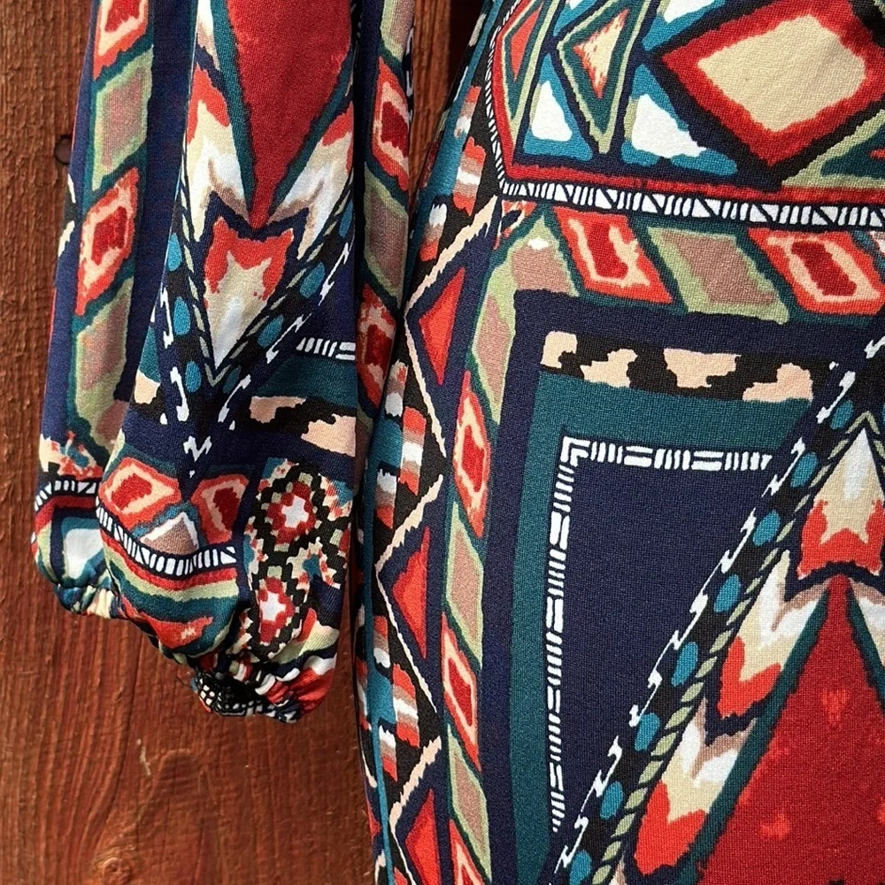 Impulsive Women’s Print Long Sleeve Deep-V Wide Leg Jumpsuit Size M - Picture 6 of 12